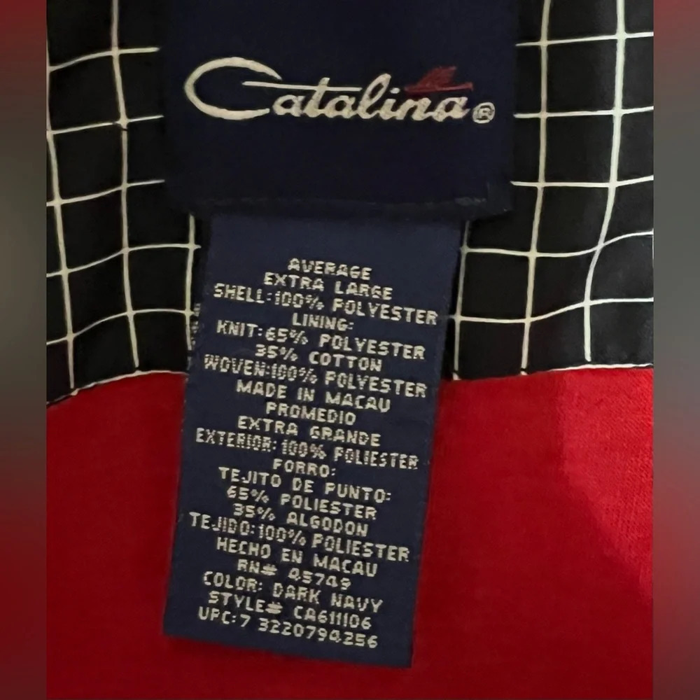 Catalina vintage wind light rain jacket coat. Navy White Medium - Picture 6 of 10